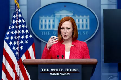 White House press secretary Jen Psaki speaks at a press briefing at the White House in Washington, Friday, Jan. 14, 2022. (AP Photo/Andrew Harnik)