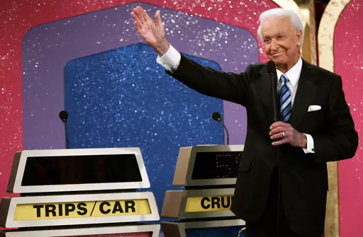 Legendary game show host Bob Barker, 83, waves goodbye as he tapes his final episode of "The Price Is Right," in Los Angeles on Wednesday, June 6, 2007. Barker signed off from 35 years on the game show and 50 years in daytime TV in the same low-key, genial fashion that made him one of daytime TV's biggest stars. (AP Photo/Damian Dovarganes, File)