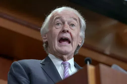 Sen. Edward Markey, D-Mass., talks during a news conference, Jan. 25, 2024, at the Capitol in Washington. A group of Democratic members of Congress, led by Sen. Markey, is seeking reassurances that workers at hospitals owned by Steward Health Care will have their health care and retirement benefits protected. (AP Photo/Mariam Zuhaib, file)