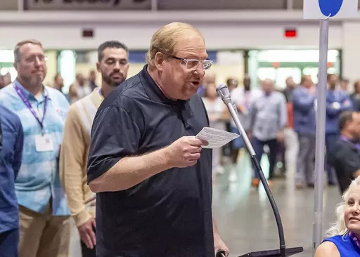 Rick Warren speaks at the Southern Baptist Convention at the New Orleans Ernest N Morial Convention Center, Tuesday, June 13, 2023, in New Orleans. (Scott Clause/The Daily Advertiser via AP)