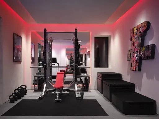 This photo provided by Ten Plus Three, shows a home gym created for a client in Aspen, CO. (Ten Plus Three via AP)