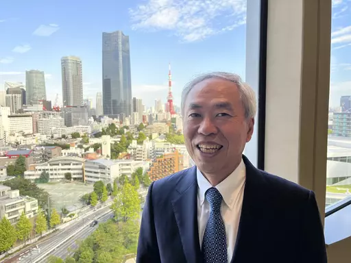 Mori Building Co. CEO Shingo Tsuji poses for a photo during an interview with The Associated Press in a room of the office space in Roppongi Hills, one of Mori’s major projects, in Tokyo, Wednesday, Sept. 27, 2023. (AP Photo/Yuri Kageyama)