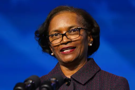 Brenda Mallory, the Biden administration's nominee for Chair of the Council on Environmental Quality, speaks at The Queen Theater in Wilmington Del., on Dec. 19, 2020. The Biden administration released a screening tool Friday, Feb. 18, 2022, to help identify disadvantaged communities long plagued by environmental hazards, but won’t include race as a factor in deciding where to devote resources. Mallory, chair of the Council on Environmental Quality, said the tool will help direct federal inves