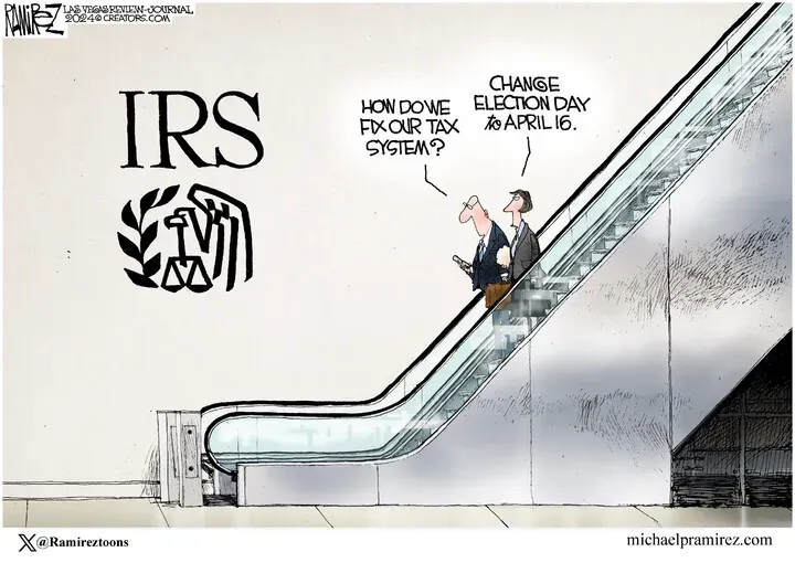 Michael Ramirez for Apr 15, 2024